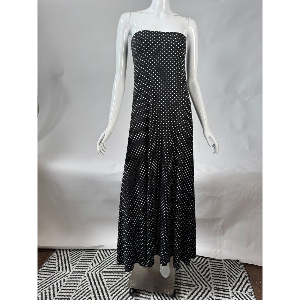 Joseph Walker Womens Black & White Polka Dot Strapless Maxi Dress L